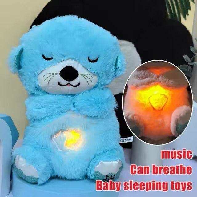 Lontra de pelúcia com luz e som para bebês