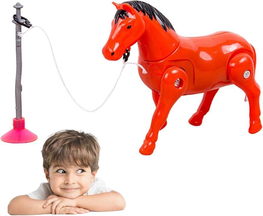 Cavalinho de brinquedo que anda ao puxar a corda